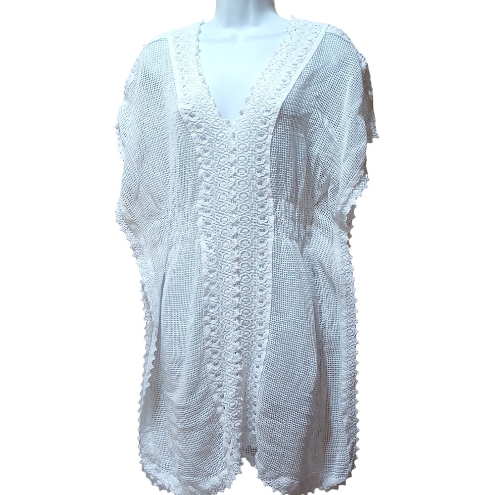 Seaspice Crochet Swim Cover‎ Up Womens L Peruvian Cotton Beach Vacation Resort
